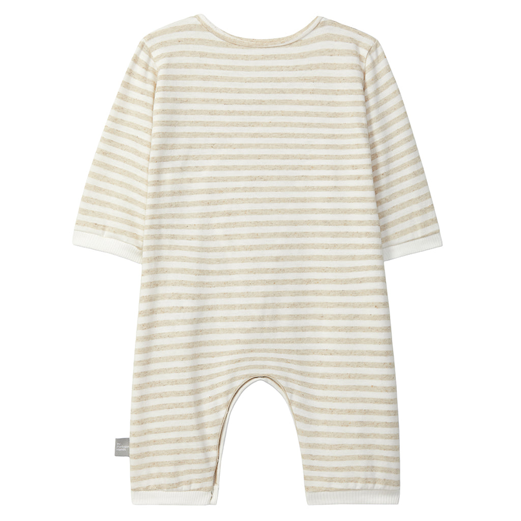 Snug Baby Jumpsuit Linen Beige Stripes