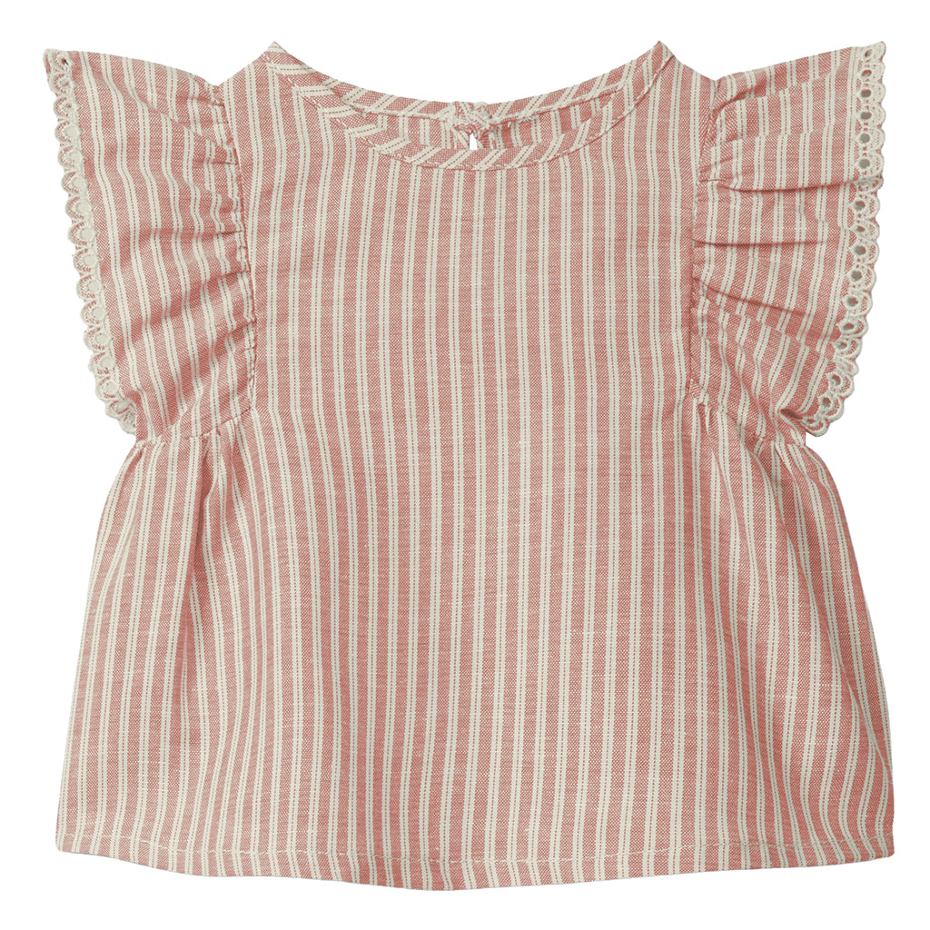 Snug Baby Blouse Terracotta Red Stripes