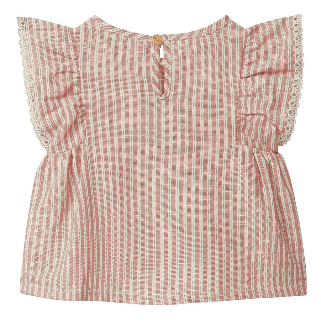 Snug Baby Blouse Terracotta Red Stripes