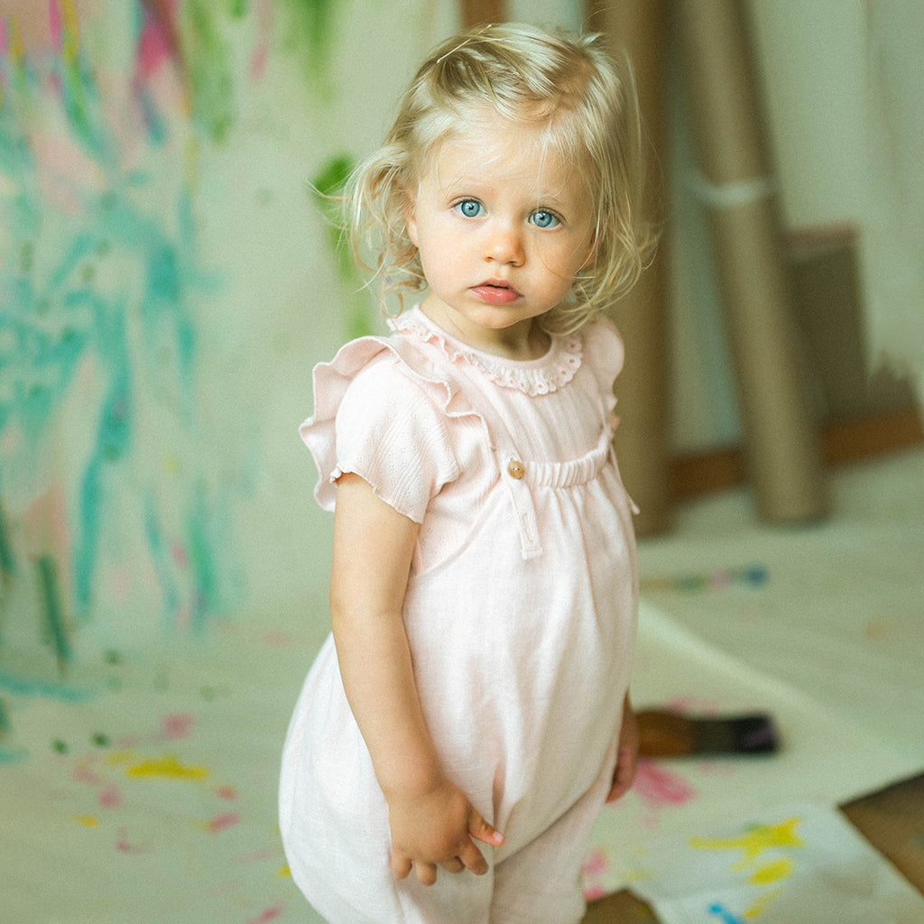 Snug Baby And Child Plain Jumpsuit With Ruffle Pink