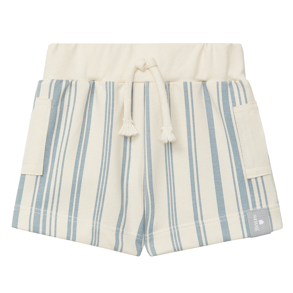 Snug Baby And Child Plush Shorts Mint Blue Stripes