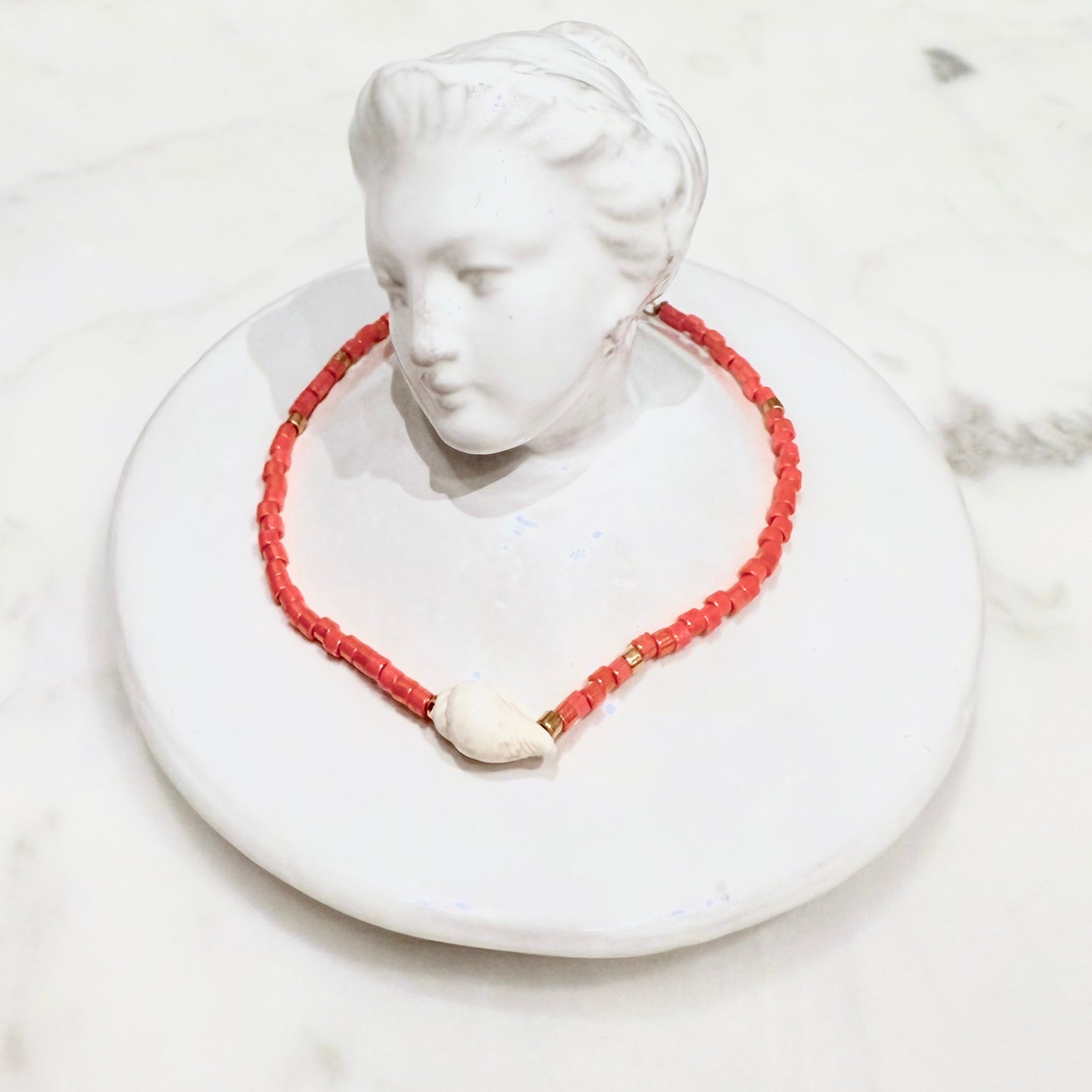 Sophie Deschamps Bijoux Côte d’Azur Seed Bead And Shell Bracelet Orange