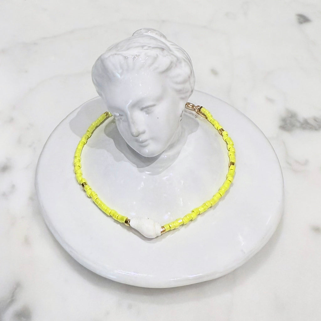 Sophie Deschamps Bijoux Côte d’Azur Seed Bead And Shell Bracelet Yellow