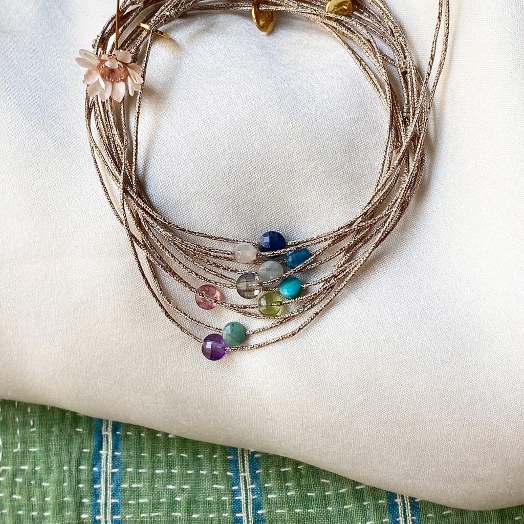 Sophie Deschamps Bijoux Marion Fine Stone Mini Bracelet Labradorite Grey