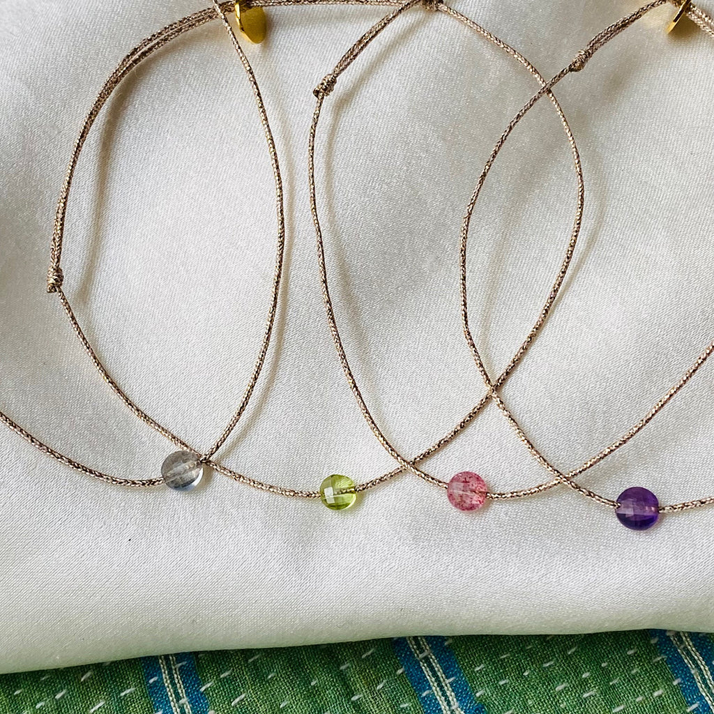 Sophie Deschamps Bijoux Marion Fine Stone Mini Bracelet Labradorite Grey