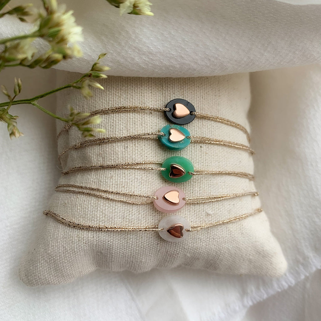 Sophie Deschamps Bijoux Praline Heart Bracelet Crysoprase Green