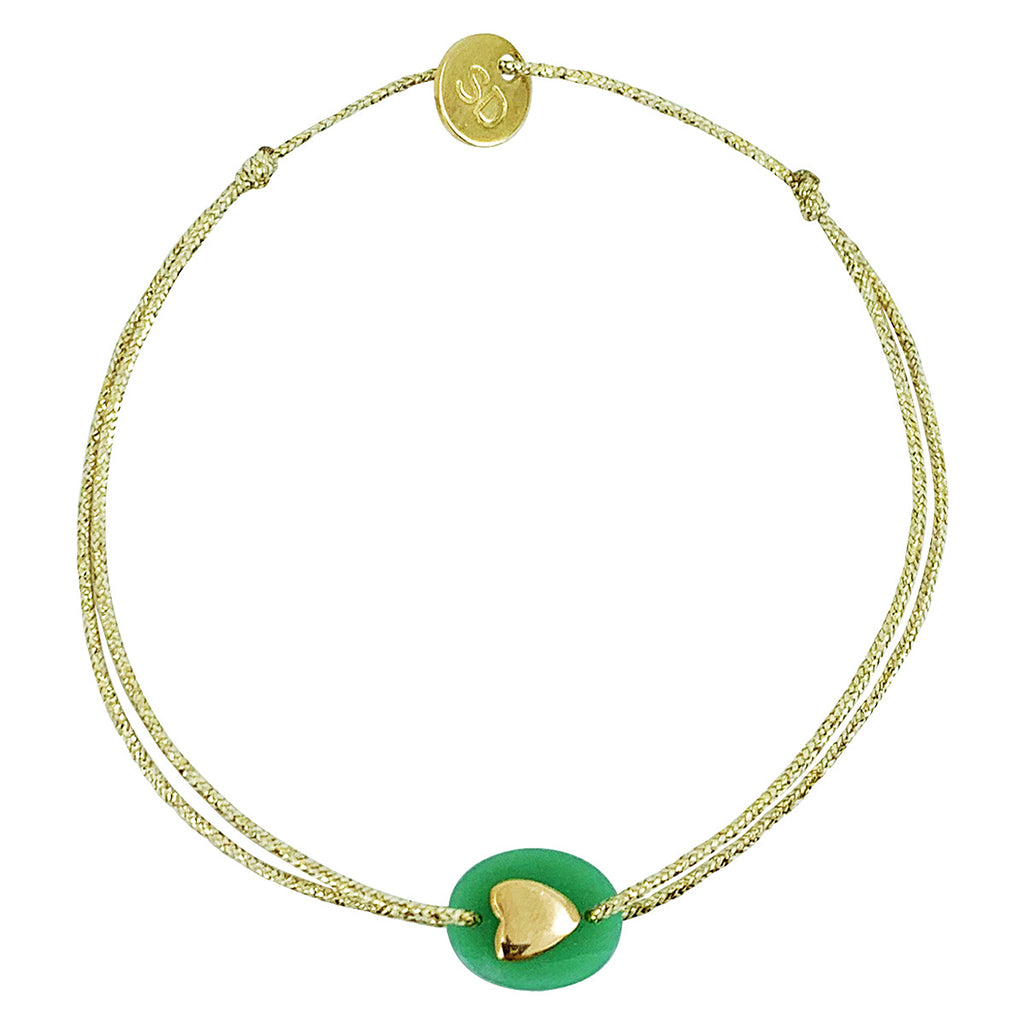 Sophie Deschamps Bijoux Praline Heart Bracelet Crysoprase Green