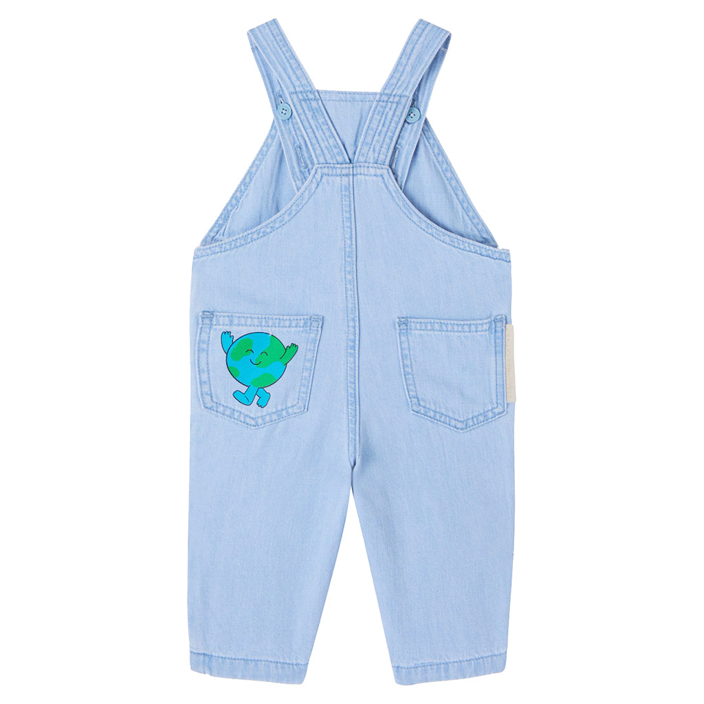 Stella McCartney Baby Denim Overalls With Stay Earthy Print Blue