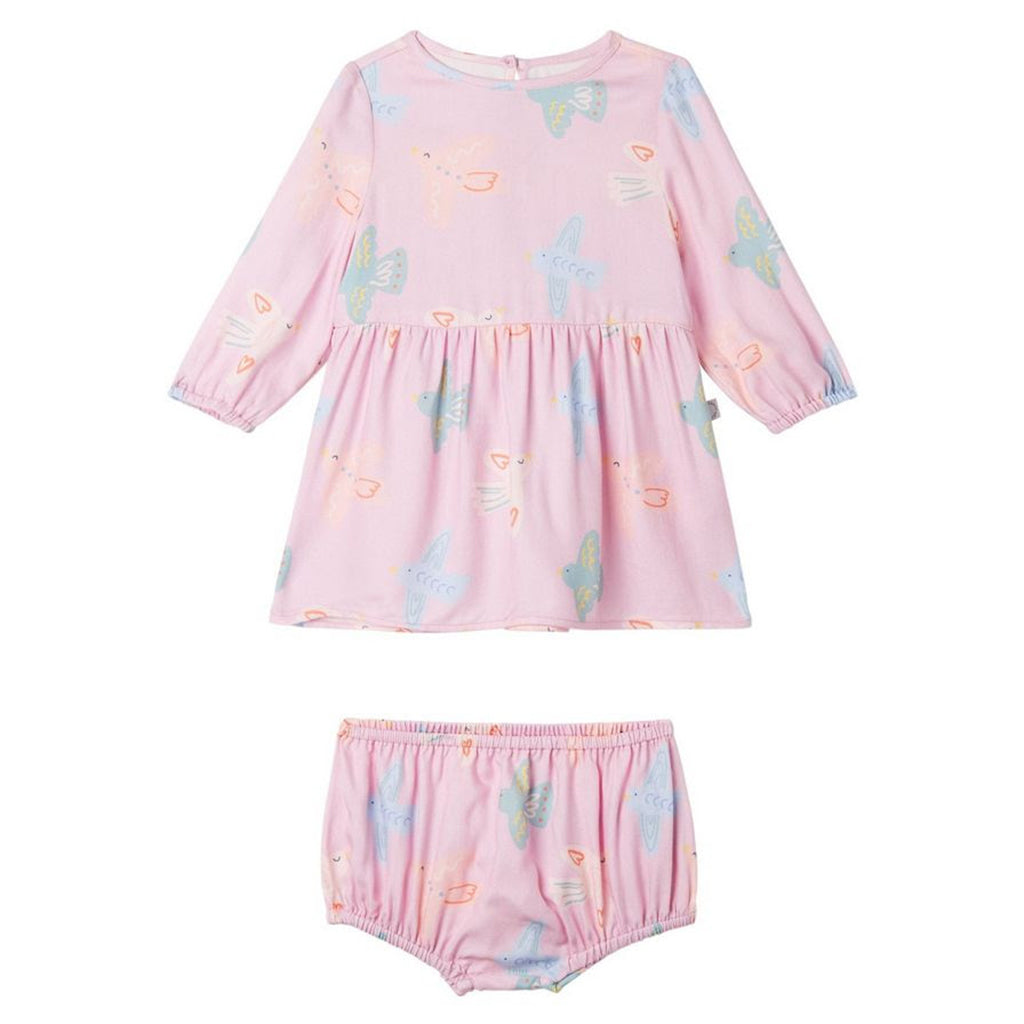 Stella McCartney Baby Dress With Bloomers Bird Print Pink
