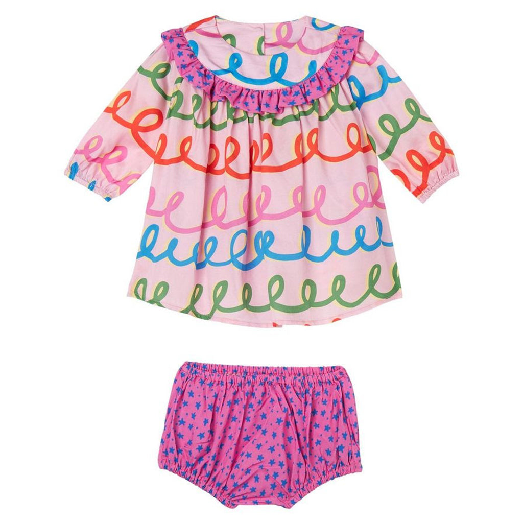 Stella McCartney Baby Dress With Bloomers Squiggle Print Pink