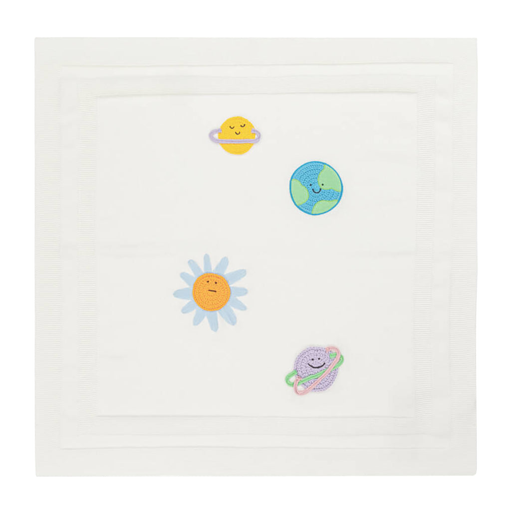 Stella McCartney Baby Knit Blanket With Crochet Planets White