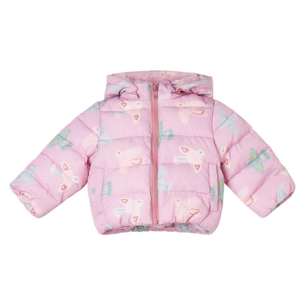 Stella McCartney Baby Puffer Jacket Birds Print Pink