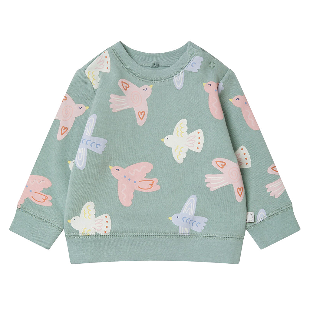 Stella McCartney Baby Sweatshirt With Bird Print Sage Green