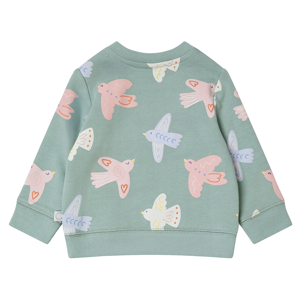 Stella McCartney Baby Sweatshirt With Bird Print Sage Green