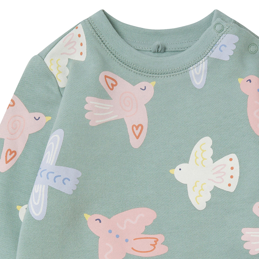 Stella McCartney Baby Sweatshirt With Bird Print Sage Green