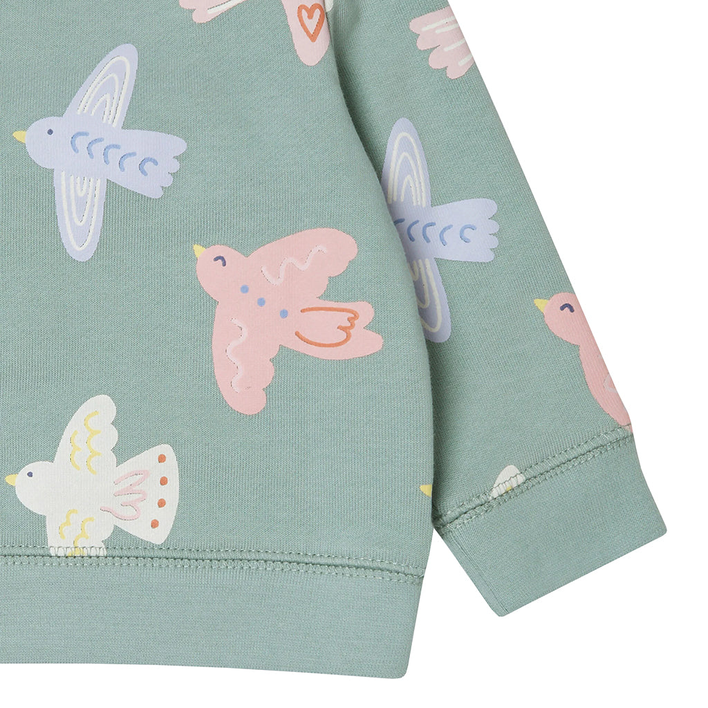 Stella McCartney Baby Sweatshirt With Bird Print Sage Green
