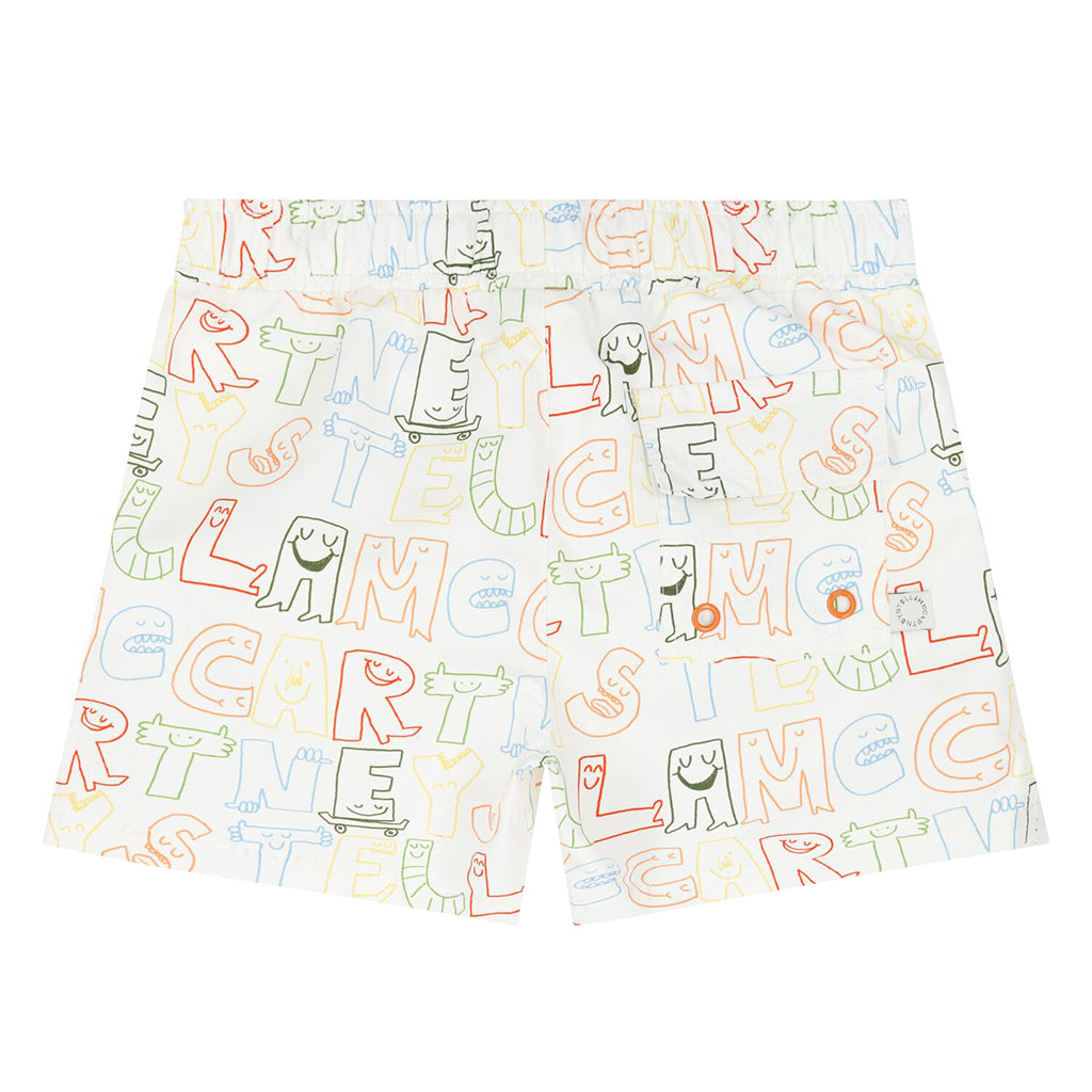 Stella McCartney Baby Swim Shorts Skater Lettering Print White