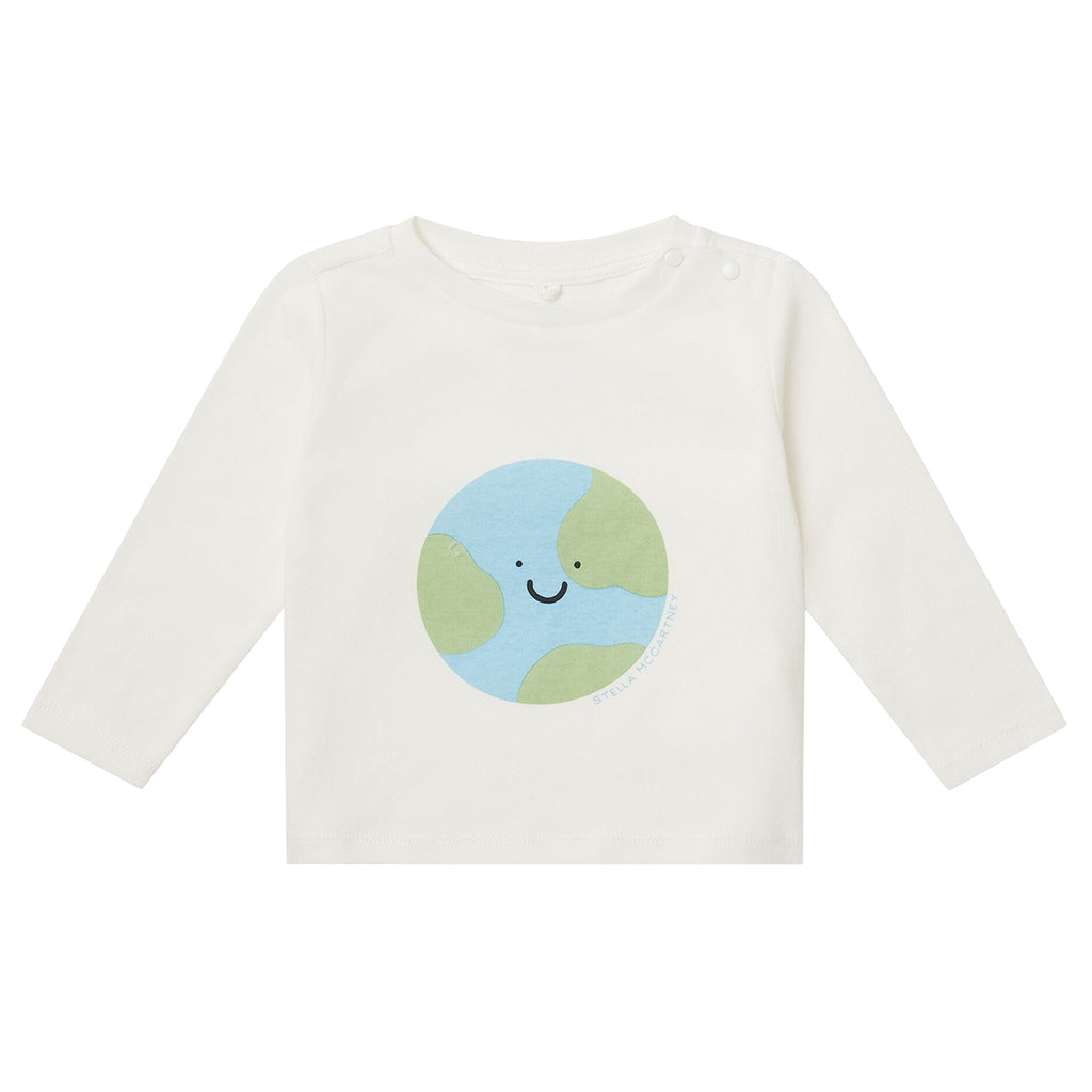 Stella McCartney Baby T-Shirt With Earth Print White