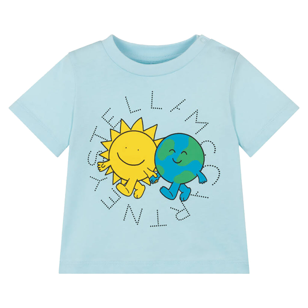 Stella McCartney Baby T-Shirt With Sun And Earth Logo Disc Blue