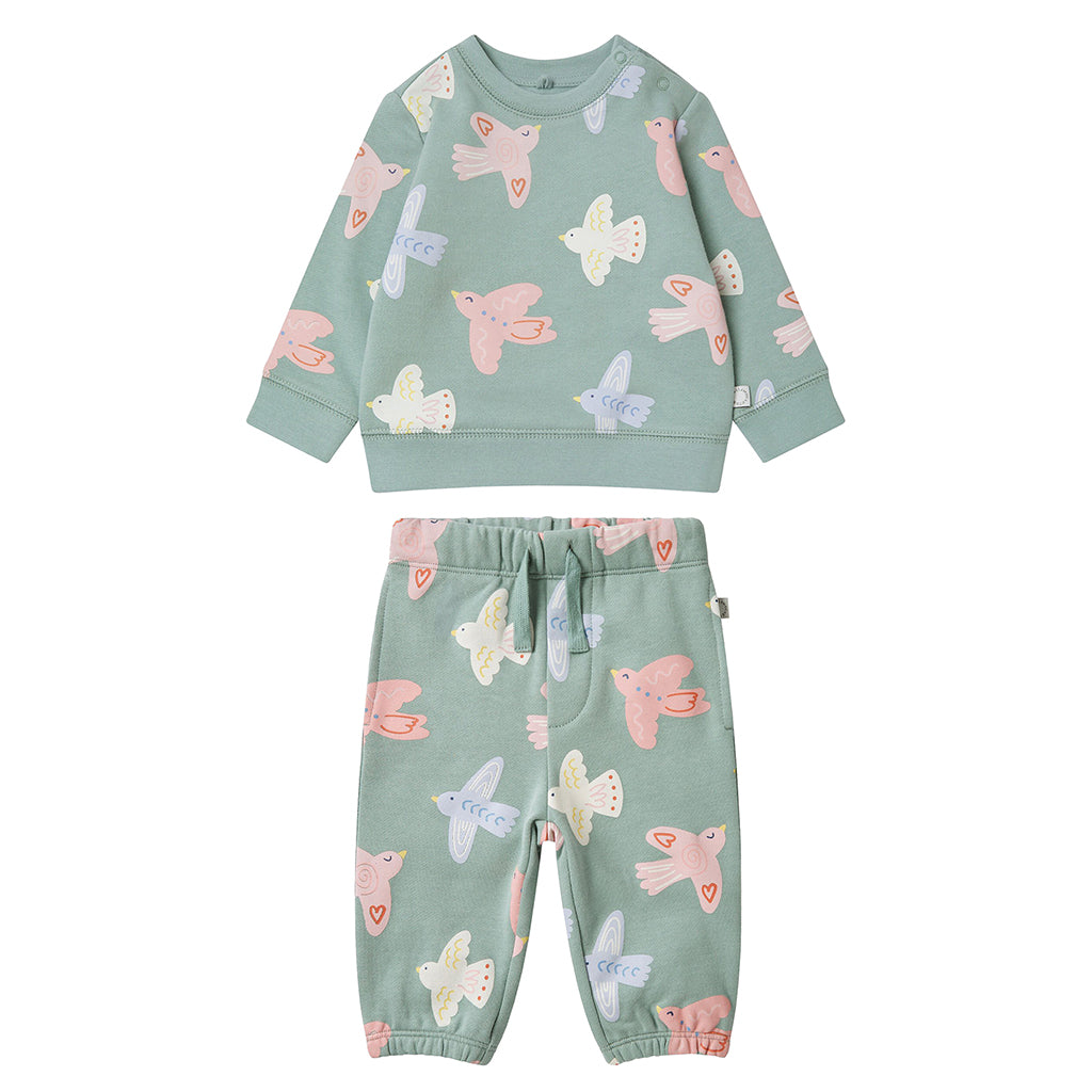 Stella McCartney Baby Tracksuit With Bird Print Sage Green