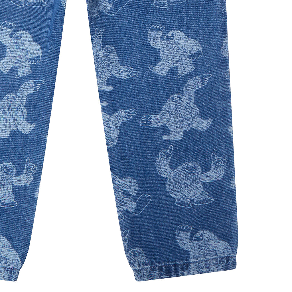 Stella McCartney Child Denim Pants With Dancing Yeti Print Blue