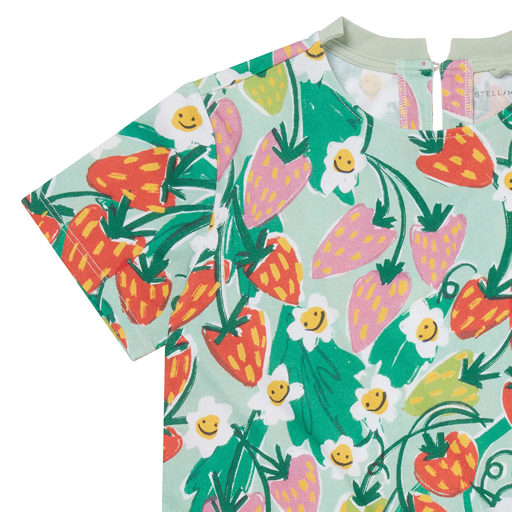 Stella McCartney Child Dress Strawberry Floral Print Green