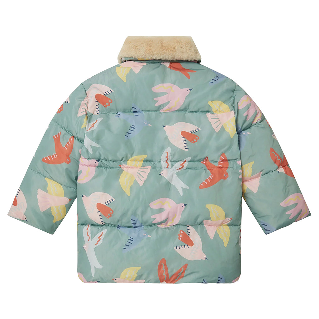 Stella McCartney Child Puffer Jacket Birds Print Mint Green