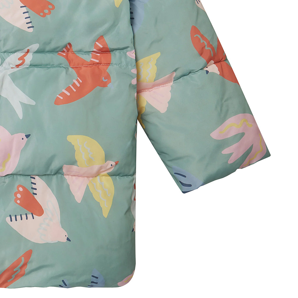 Stella McCartney Child Puffer Jacket Birds Print Mint Green