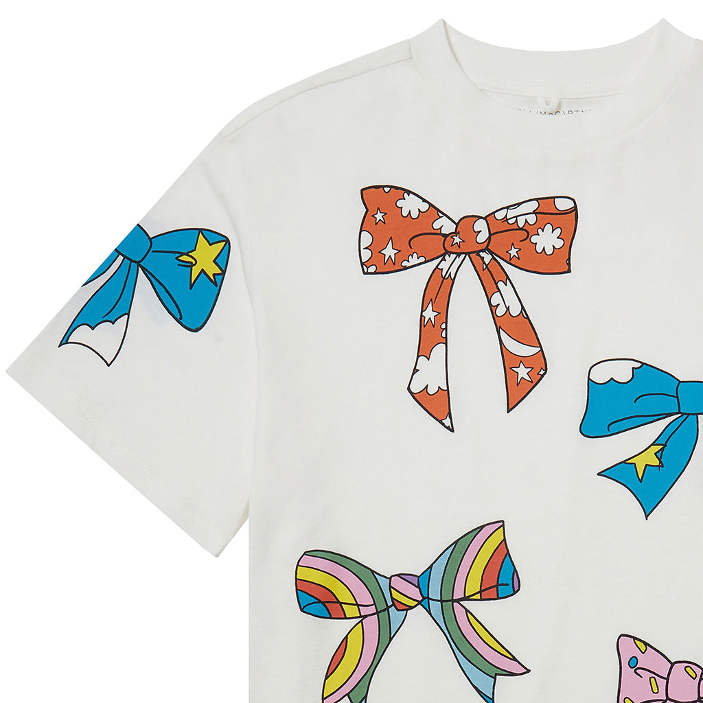 Stella McCartney Child T-shirt With Bow Print Ivory White