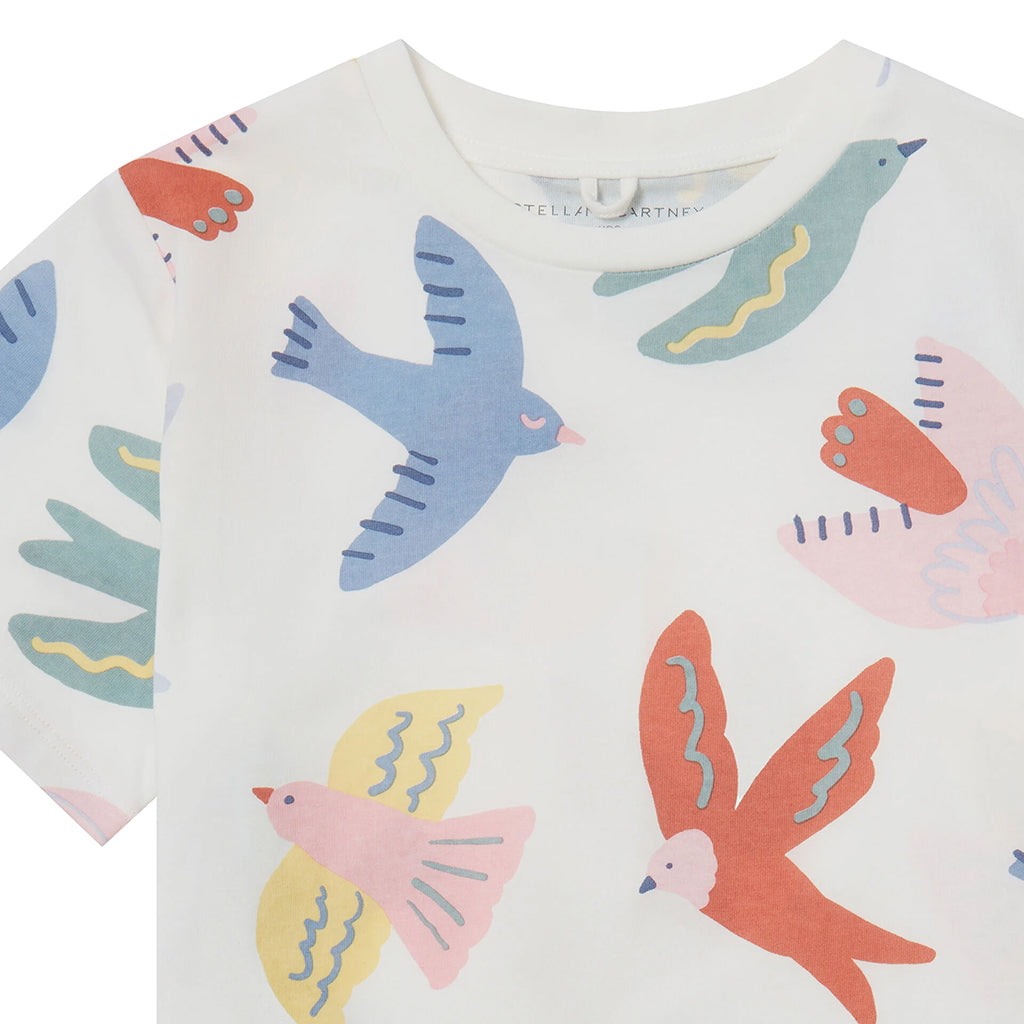 Stella McCartney Child T-shirt With Dove Print Ivory White
