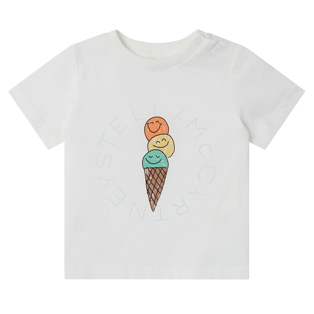 Stella McCartney Child T-shirt With Ice Cream Logo Disk White