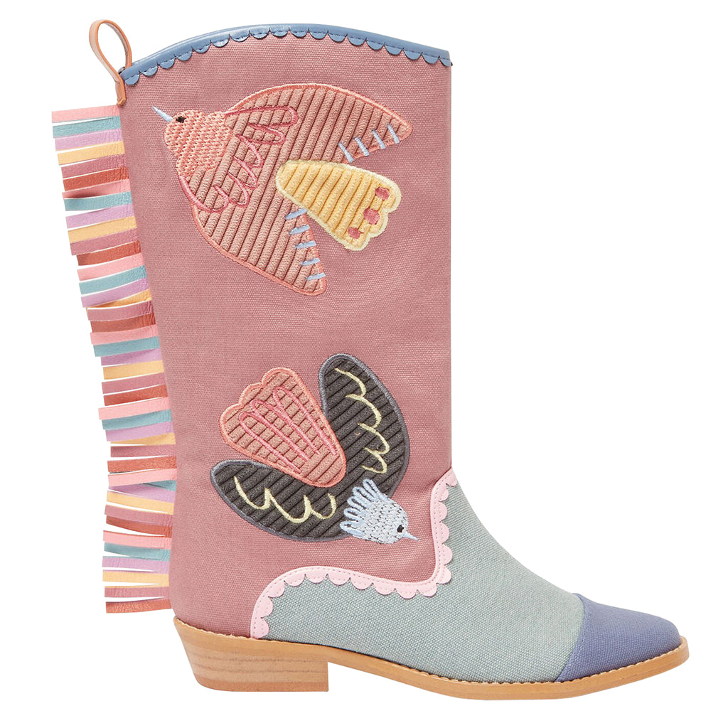 Stella McCartney Child Western Boots With Bird Patches Pink