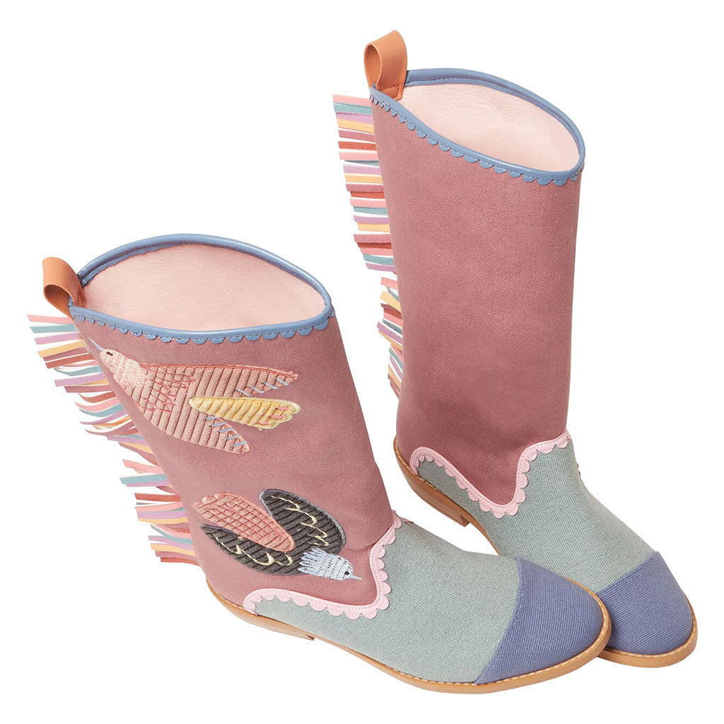 Stella McCartney Child Western Boots With Bird Patches Pink