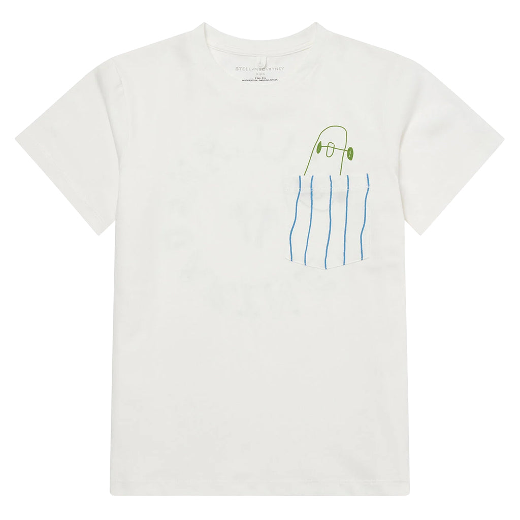 Stella McCartney Child T-shirt With Stripey Pocket White