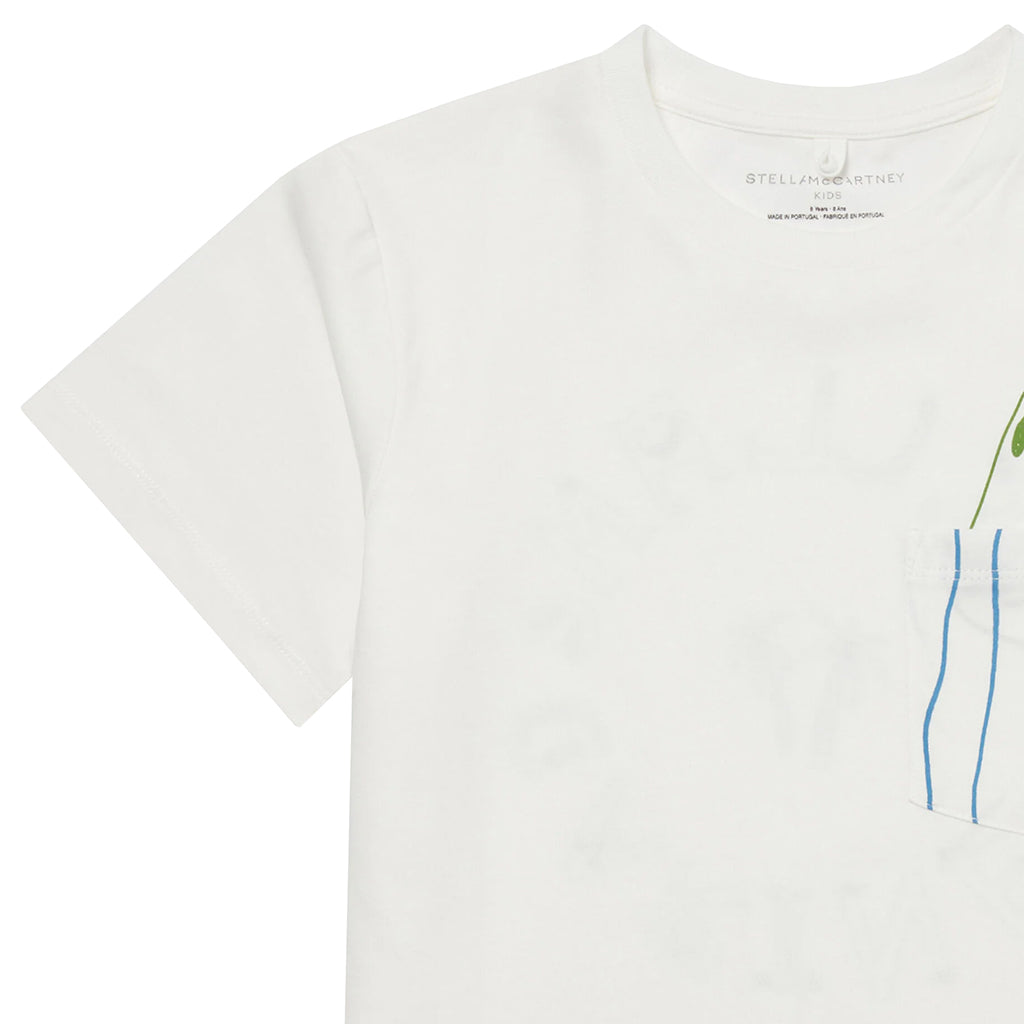 Stella McCartney Child T-shirt With Stripey Pocket White
