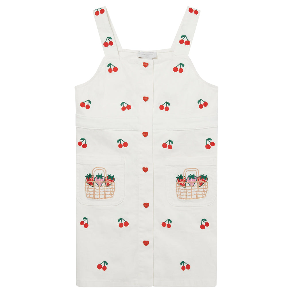 Stella McCartney Child Dress White With Cherries Embroidery