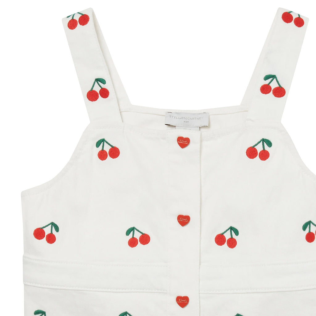 Stella McCartney Child Dress White With Cherries Embroidery