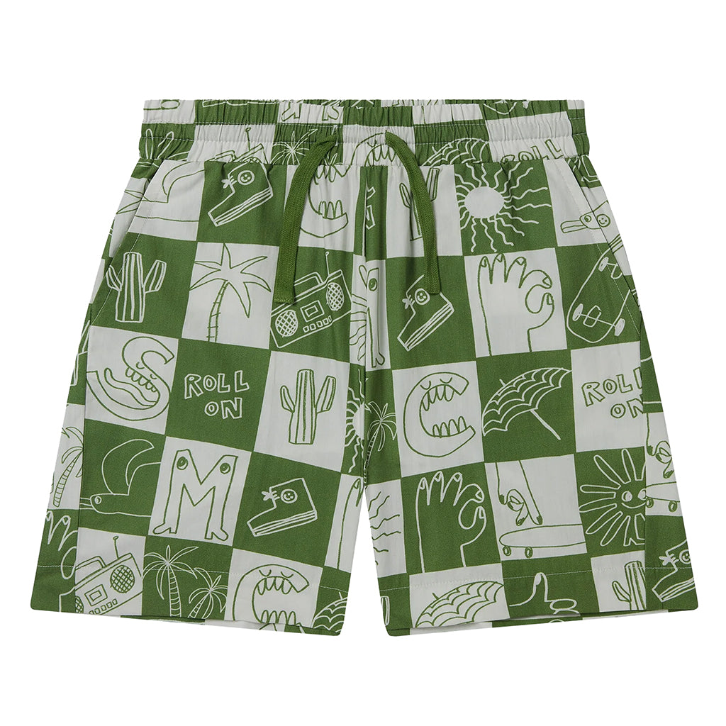 Stella McCartney Child Shorts Checkerboard Skater Print Green