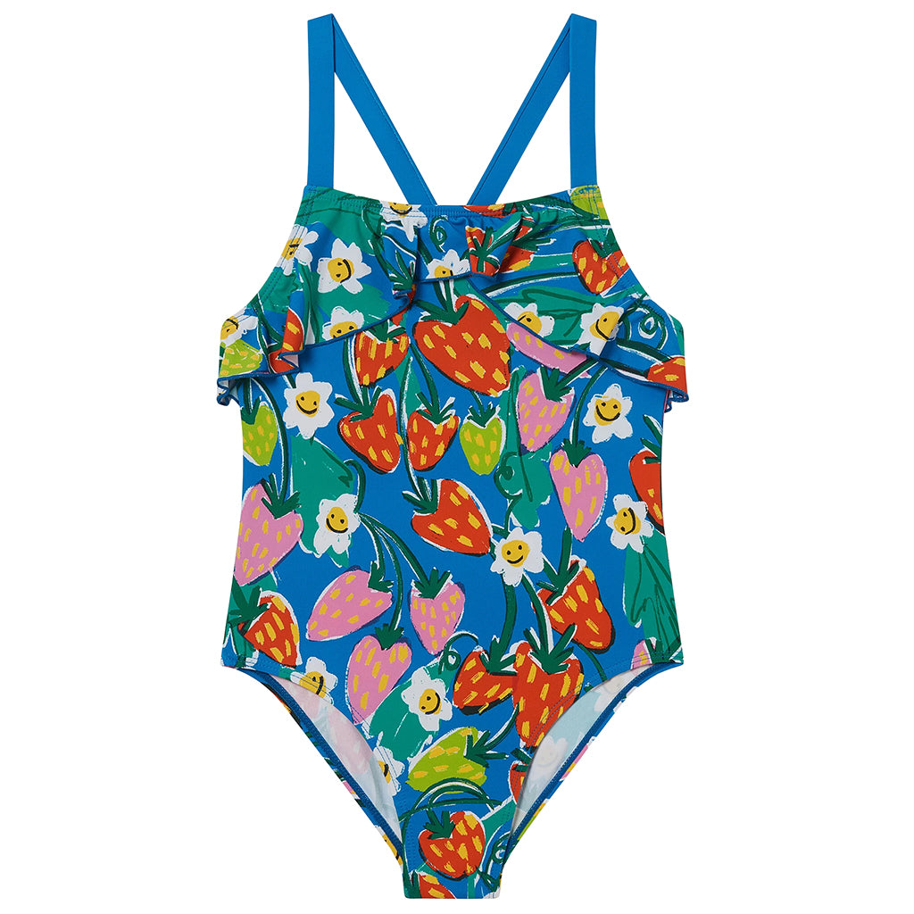 Stella McCartney Child Swimsuit Strawberry Floral Print Blue