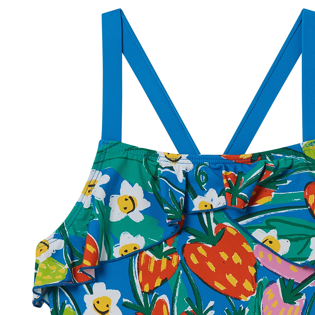 Stella McCartney Child Swimsuit Strawberry Floral Print Blue
