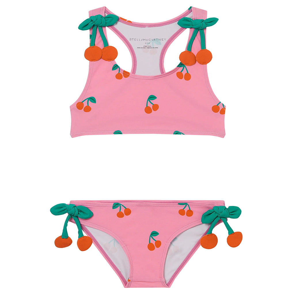 Stella McCartney Child Two Piece Bikini Swimsuit Cherries Print Pink