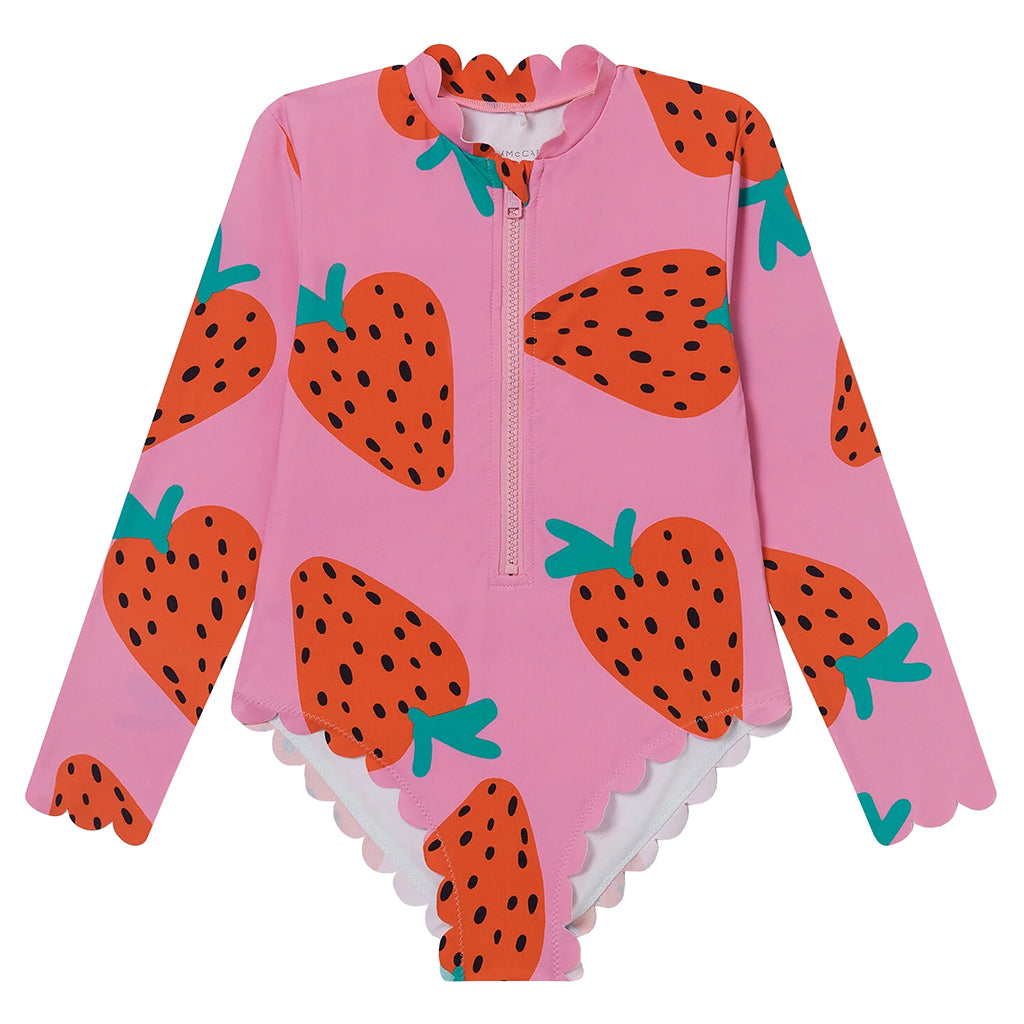 Stella McCartney Child Long Sleeve Swimsuit Strawberry Print Pink