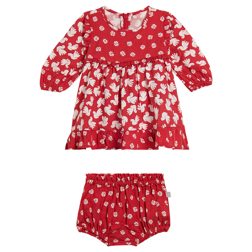 Stella McCartney Baby Dress With Bloomers Dove Print Red