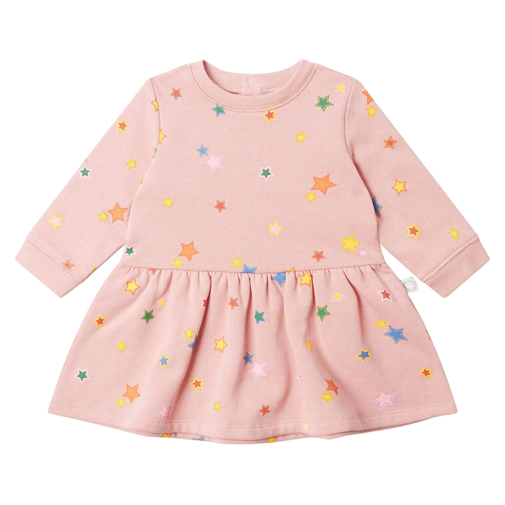 Stella McCartney Baby Fleece Dress Stars Print Pink