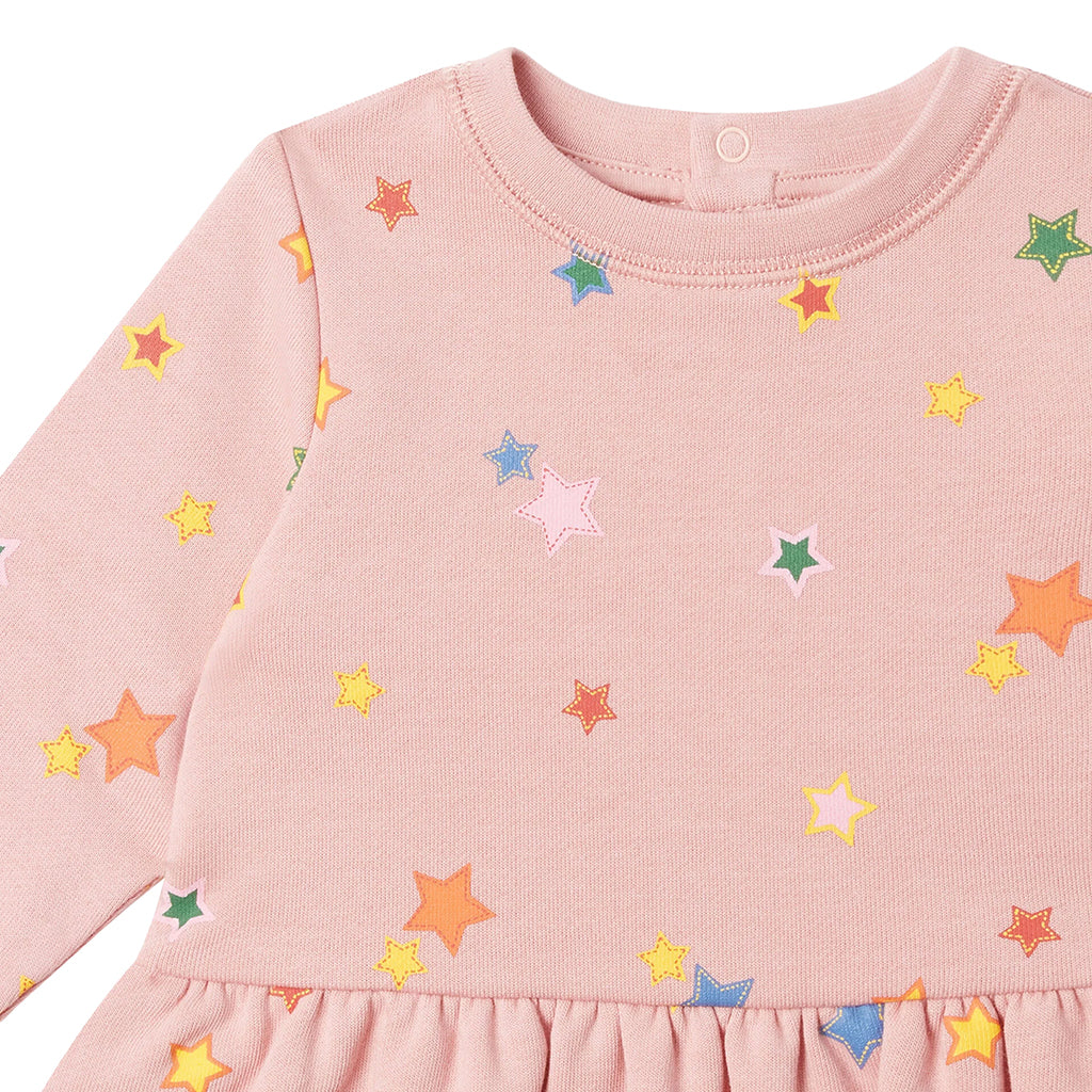 Stella McCartney Baby Fleece Dress Stars Print Pink