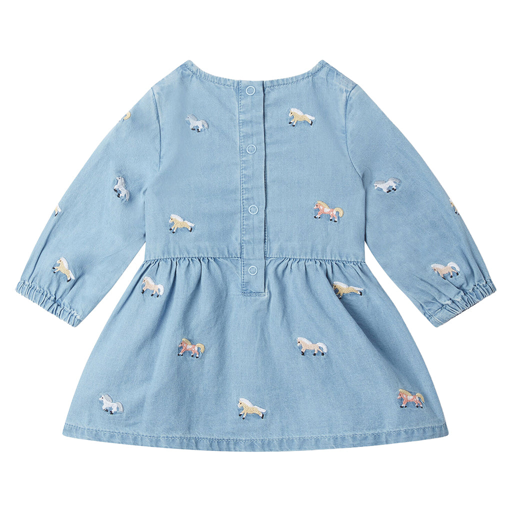 Stella McCartney Baby Dress With Horse Embroidery Chambray Blue