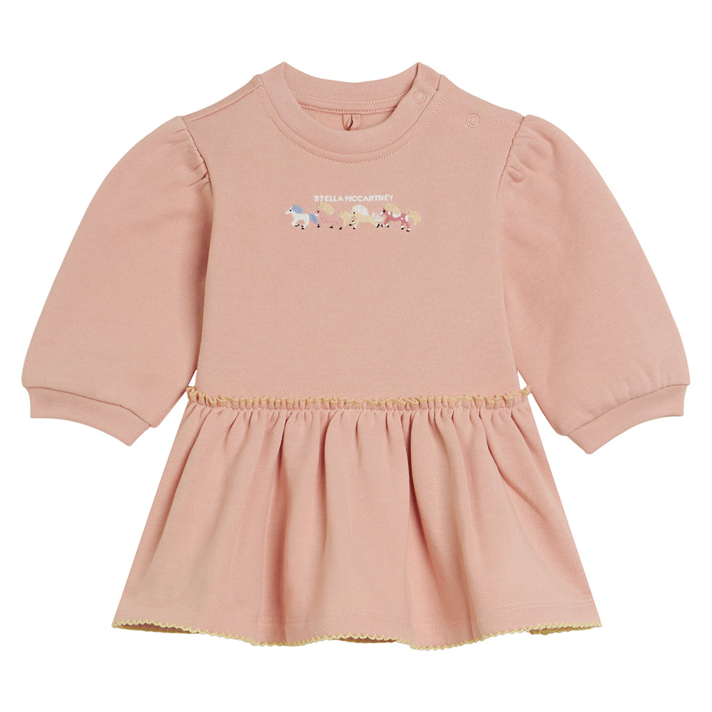 Stella McCartney Baby Fleece Dress Horse Embroidery Light Pink