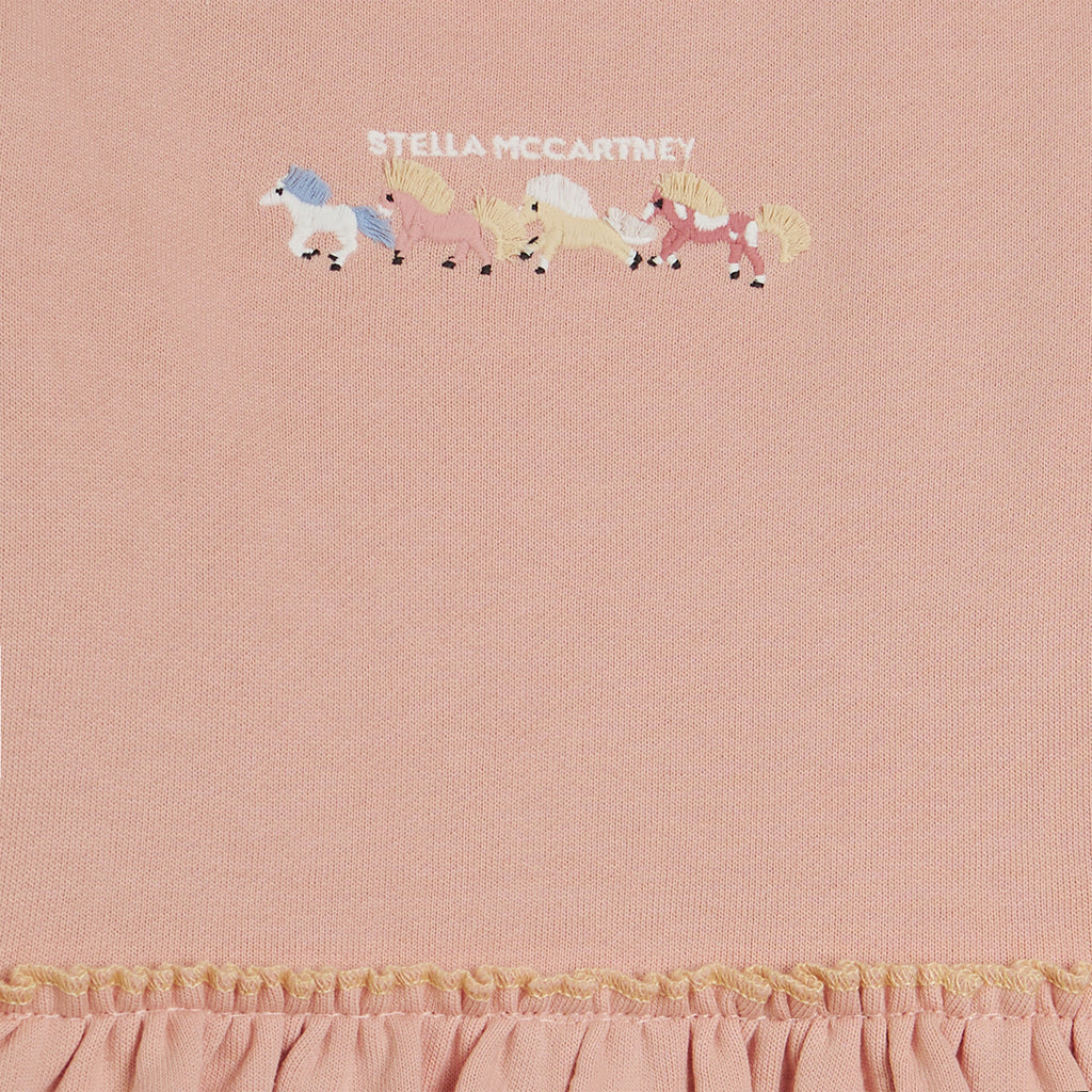 Stella McCartney Baby Fleece Dress Horse Embroidery Light Pink