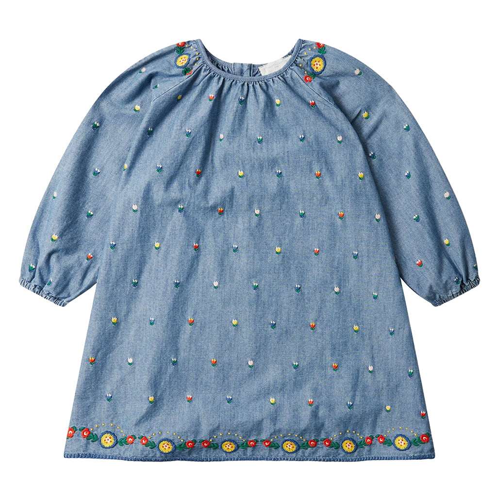 Stella McCartney Child Dress With Tulip Embroidery Chambray Blue