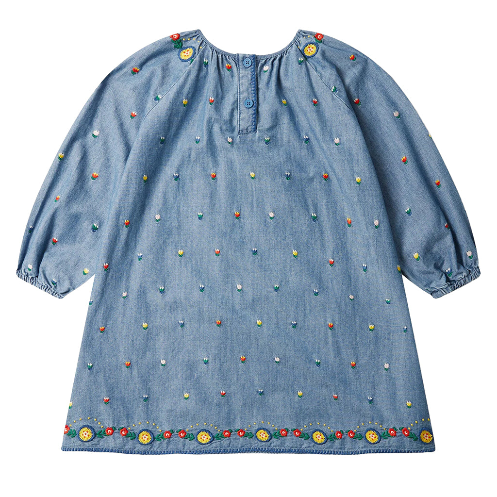 Stella McCartney Child Dress With Tulip Embroidery Chambray Blue